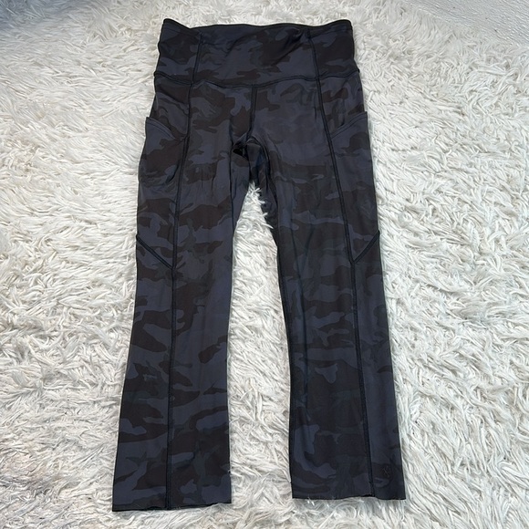 Lululemon Fast and Free Crop II 19" *Non-Reflective Incognito Camo Multi Grey - Picture 1 of 6